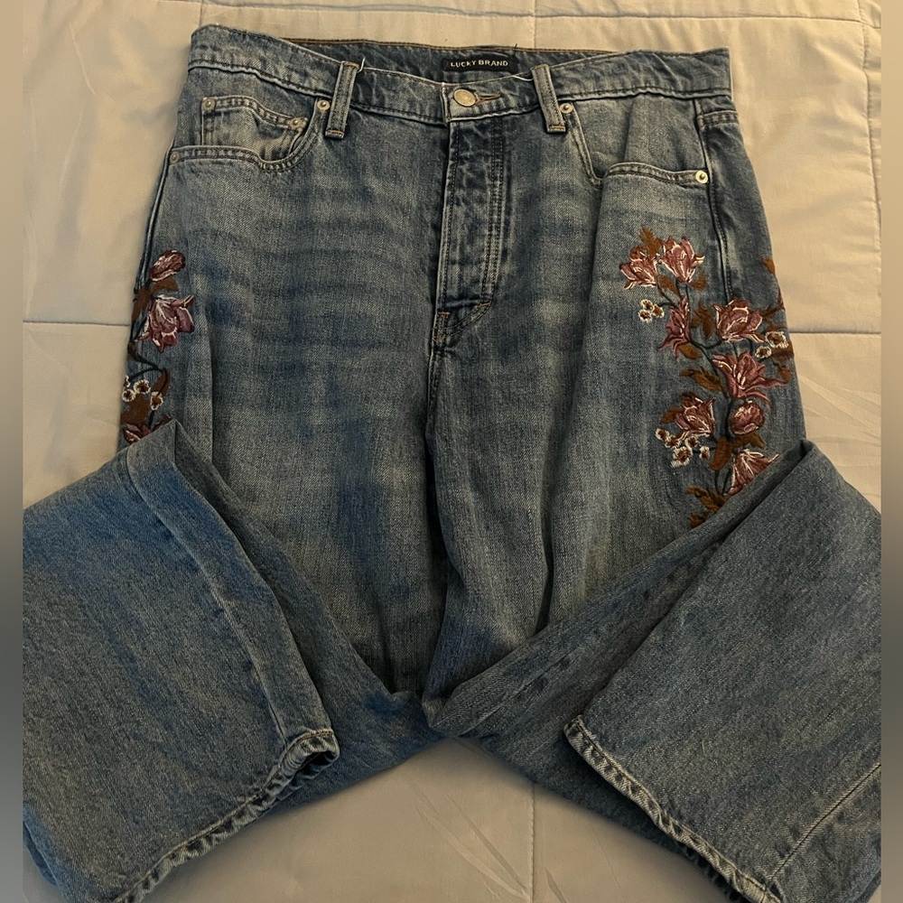 Lucky Brand Floral Embroidered Jeans